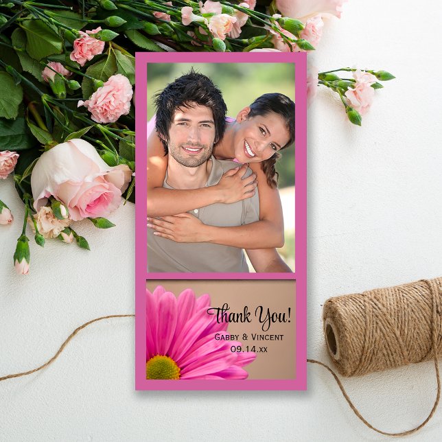 Boda Pink Gerber Daisy Gracias Tarjeta De Foto (Subido por el creador)
