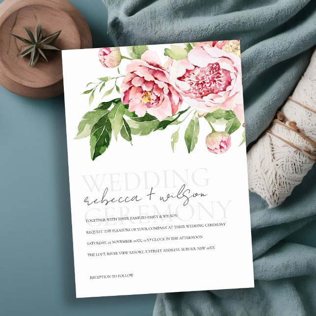 Boda PINK RUBOR GREEN PEONY FLORAL WATERCOLOR (Subido por el creador)