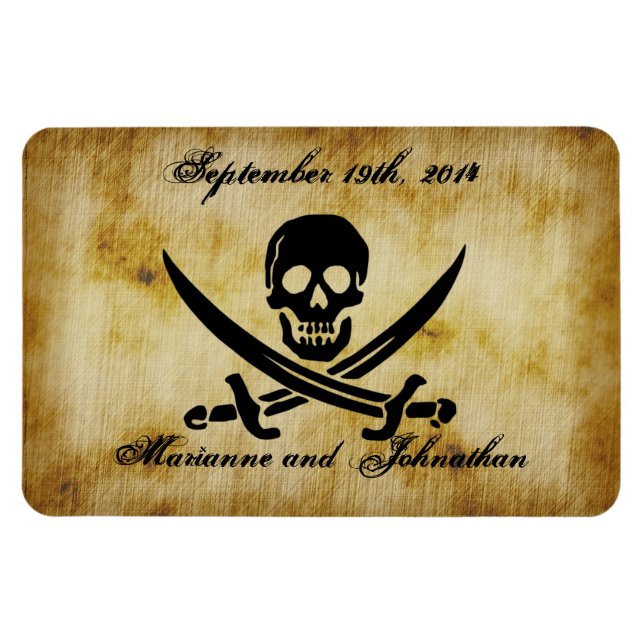 Boda pirata salve el imán de recuerdo de la fecha (Horizontal)