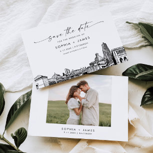 Boda Pittsburgh Skyline Guardar la tarjeta de fech