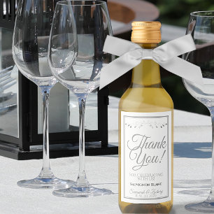 Boda Plateado Mini Etiqueta de botella de vino Gra