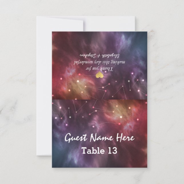 Boda Plaza Tarjeta Escort Número de tabla Galaxia  (Anverso)