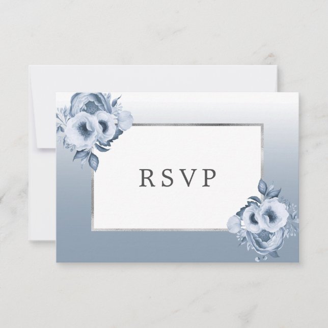 Boda polvorientos azules florines moda plata RSVP (Anverso)