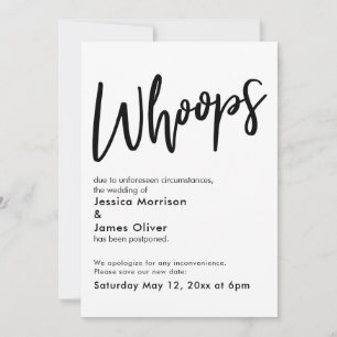 Boda pospuesto: Invitación cómica de "Whoops"