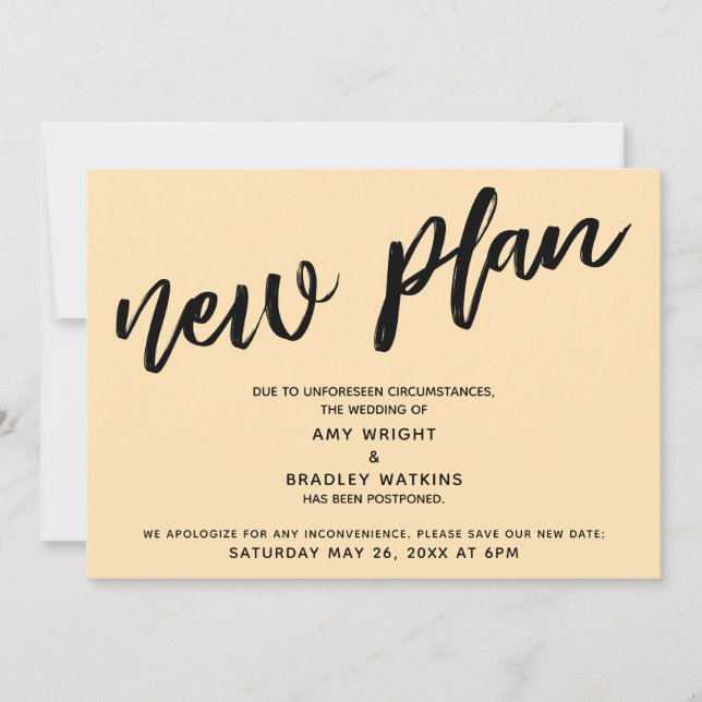 Boda pospuesto Invitación de nuevo plan (Anverso)