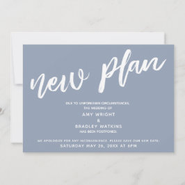 Boda pospuesto Nuevo plan Invitación azul turbia