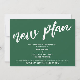Boda pospuesto nuevo plan Invitación verde oscura