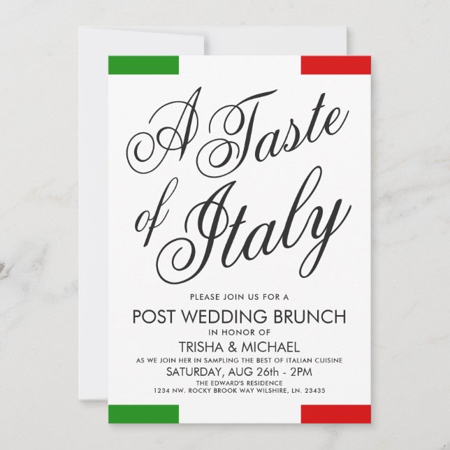 Boda Post Temático Italiano Brunch | Invitación a  (Anverso)