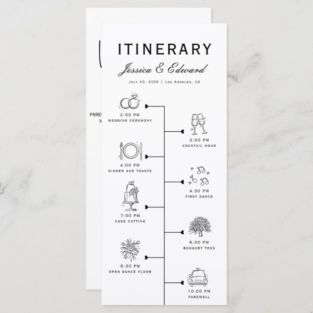 Boda Programa Fiesta Itinerario Moda Blanca Negra (Anverso / Reverso)