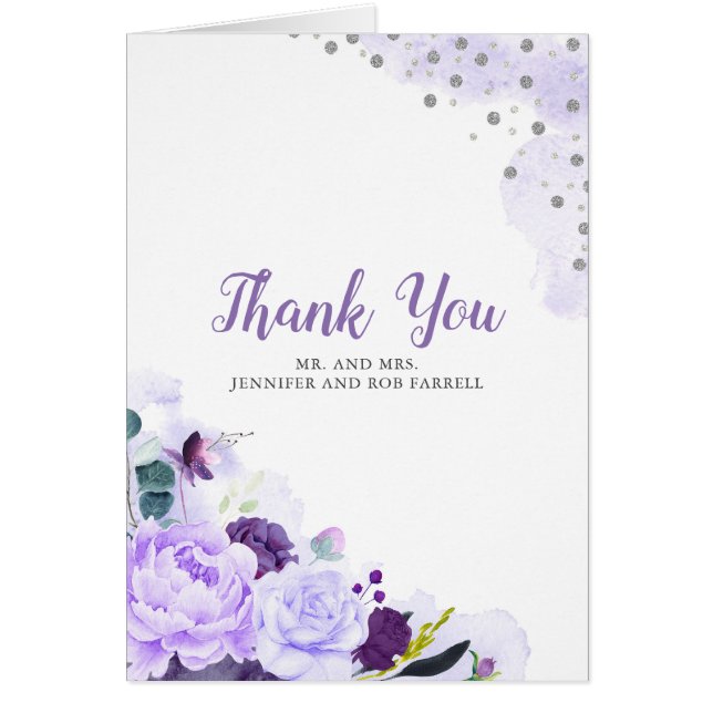 Boda Purple Floral Gracias (Frente)
