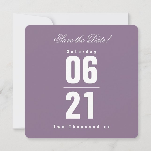 Boda Púrpura Sólido Sunset | Guardar la fecha (Anverso)