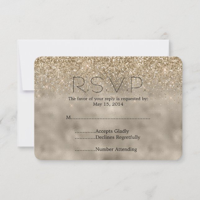 Boda Purpurina Glam Gold RSVP (Anverso)