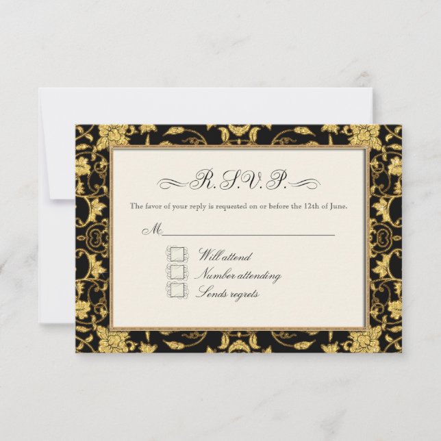 Boda Purpurina RSVP Gold Floral Damask Faux (Anverso)