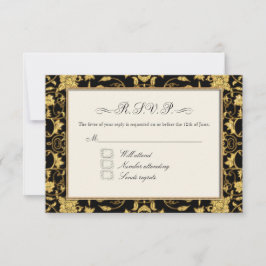 Boda Purpurina RSVP Gold Floral Damask Faux