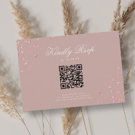 Boda QR RSVP Rosa Confetti dorado Rosa agitado