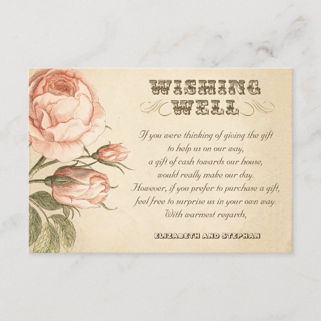 boda que desea tarjetas vintage (Anverso)