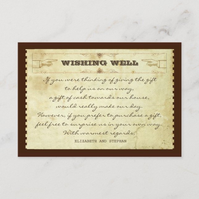 boda que desea tarjetas vintage (Anverso)