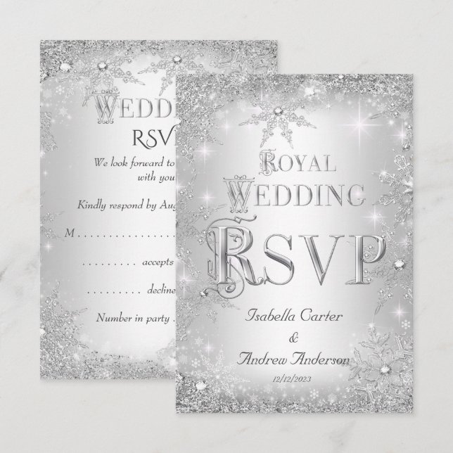 Boda Real RSVP Corona de Plata Invierno Paisaje In (Anverso / Reverso)