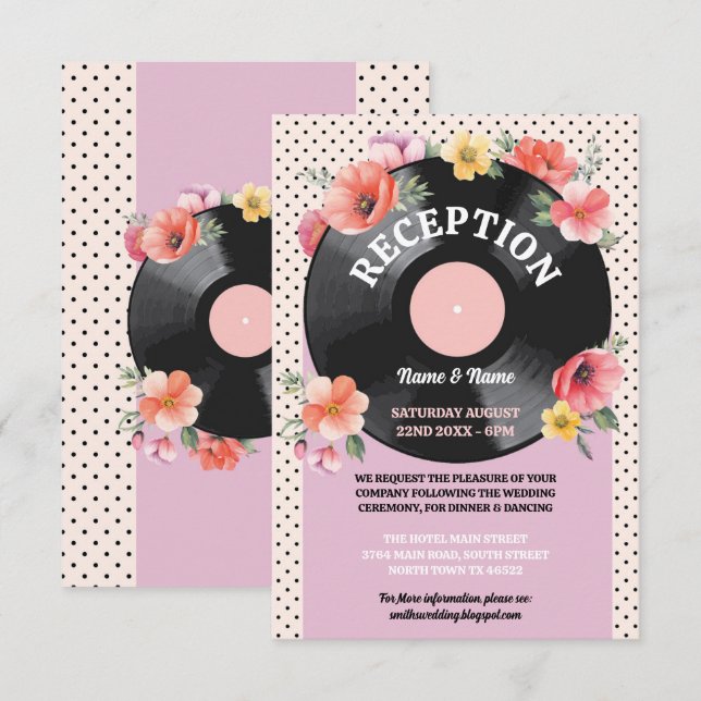 Boda Recepción Registro de Música Boda Floral 1950 (Anverso / Reverso)
