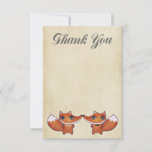 Boda Red Fox Couple Gracias Cartas De Nota