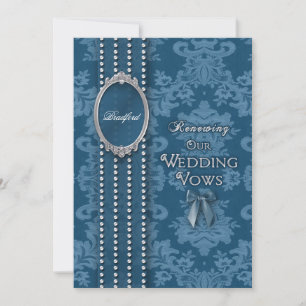 BODA RENOVACIÓN INVITACIÓN VINTAGE DISEÑO AZUL