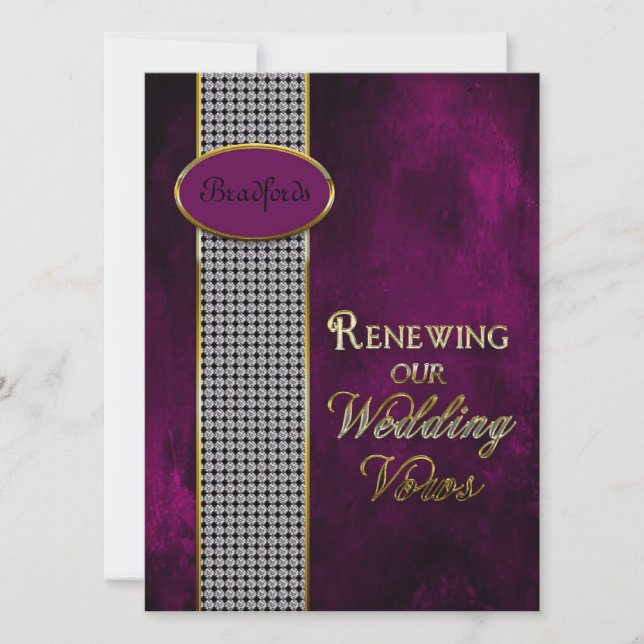 Boda renovando votos - Invitación púrpura profundo (Anverso)