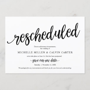 Boda Reprogramada, Tarjeta de Anuncio Negra