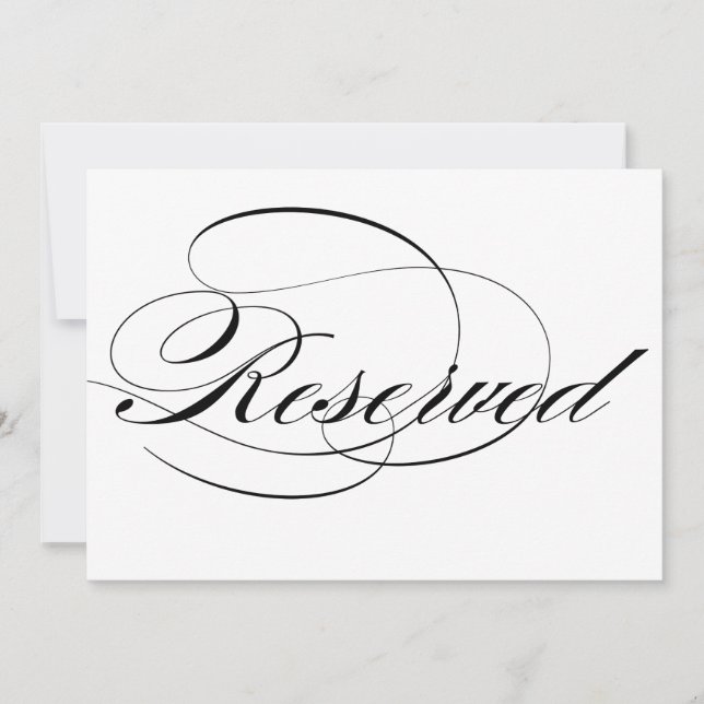Boda Reservada Letra de Caligrafía Elegante Negra (Anverso)