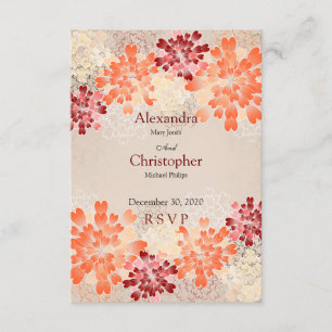 Boda Retro de Flores Rojas y de Crema naranja RSVP