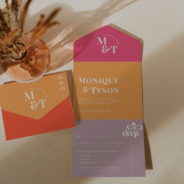 Boda Retro de los Setenta | Invitación Todo en Uno (Subido por el creador)
