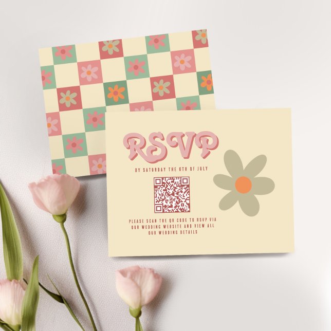 Boda retro vintage 70 QR RSVP (Subido por el creador)