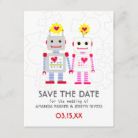 Boda Robots Guardar la tarjeta de fecha