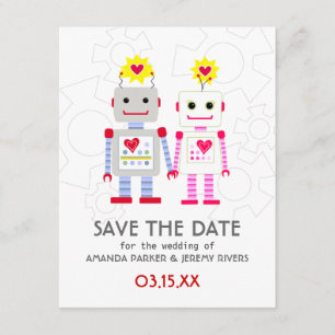 Boda Robots Guardar La Tarjeta De Fecha