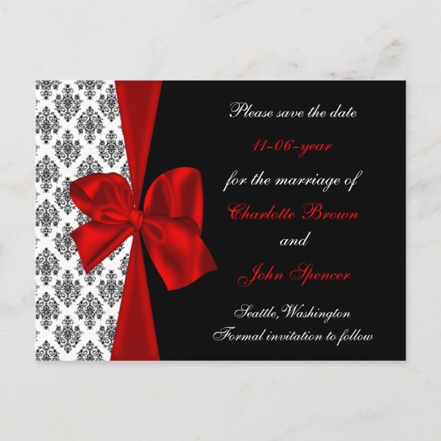 boda roja salve la invitación de fecha (Anverso)