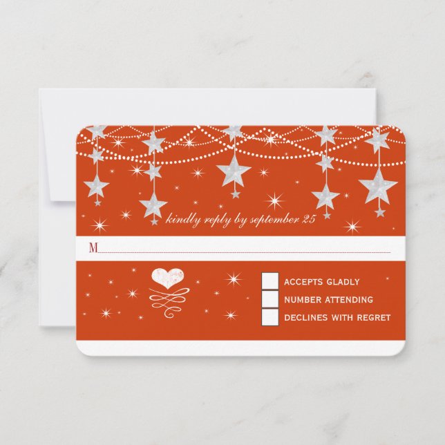 Boda Rojo bajo las estrellas RSVP (Anverso)