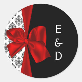 boda rojo Etiqueta del monograma