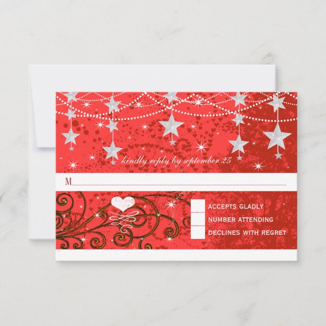 Boda rojo más ligero bajo las estrellas RSVP (Anverso)