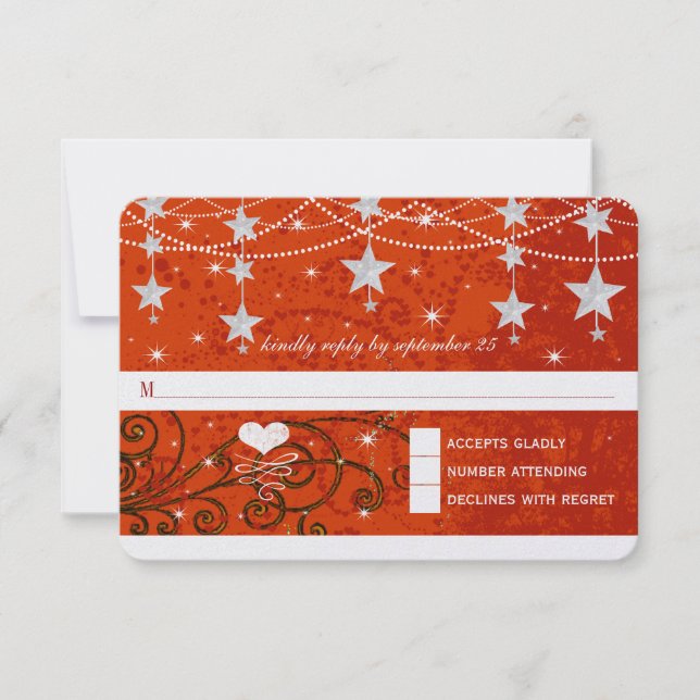 Boda rojo más ligero bajo las estrellas RSVP (Anverso)