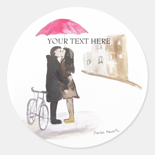 Boda Romance Round pegatina (Anverso)