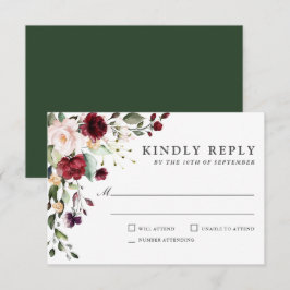 Boda romántica borgoñona y floral de ciruelas RSVP