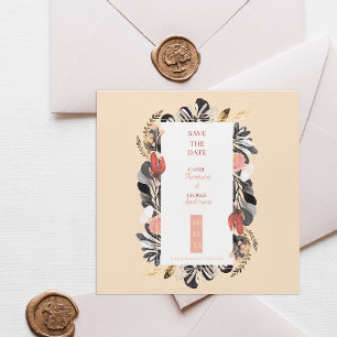 Boda Romántica Floral Negro Save the Date