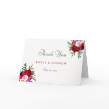 Boda Romántico Elegante Rosa Roja - Tarjeta de agr