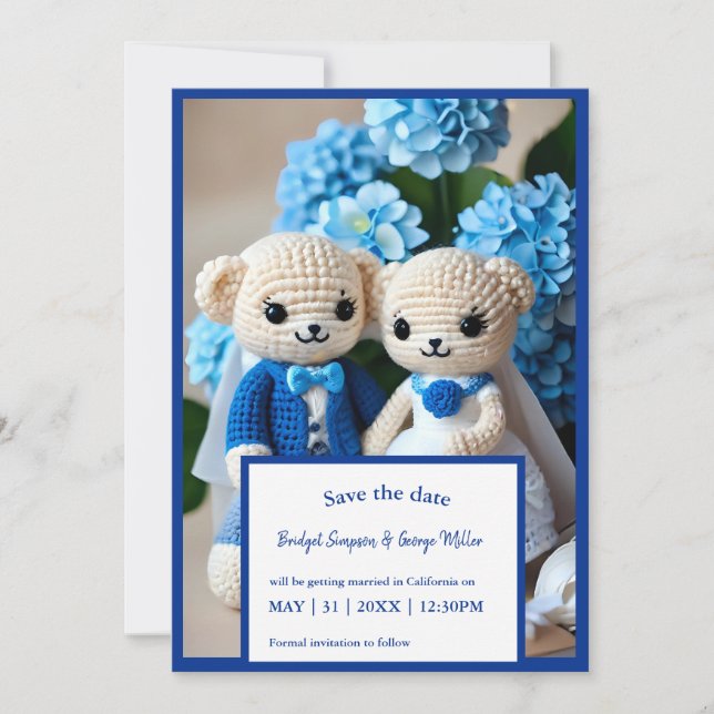 boda romántico pareja crochet caja fuerte la tarje (Anverso)