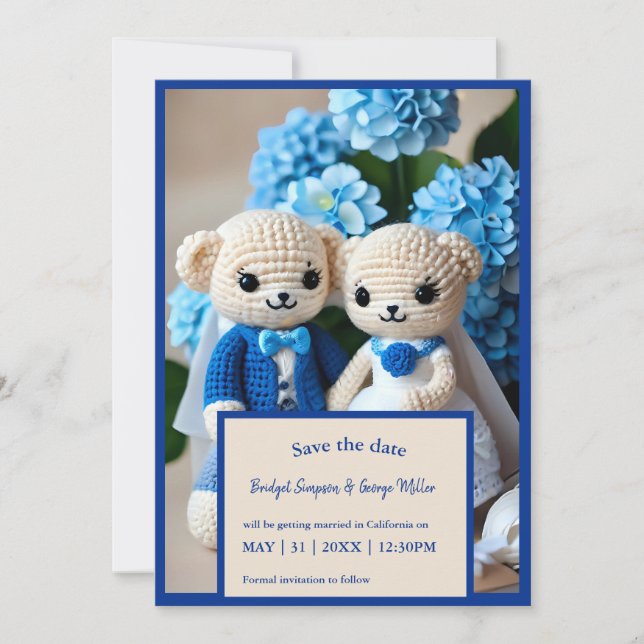 boda romántico pareja crochet caja fuerte la tarje (Anverso)