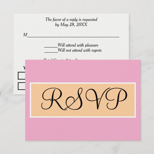 Boda Rosa Beige Arena RSVP (Anverso / Reverso)
