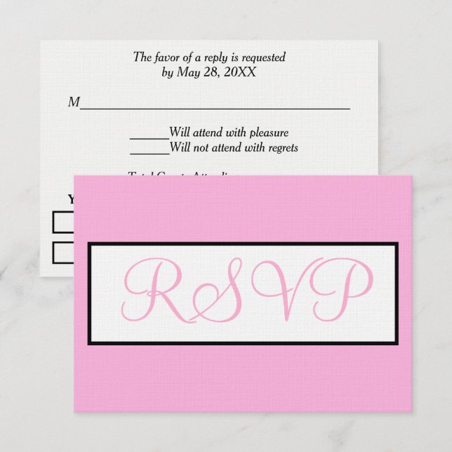 Boda Rosa Claro Blanco RSVP (Anverso / Reverso)