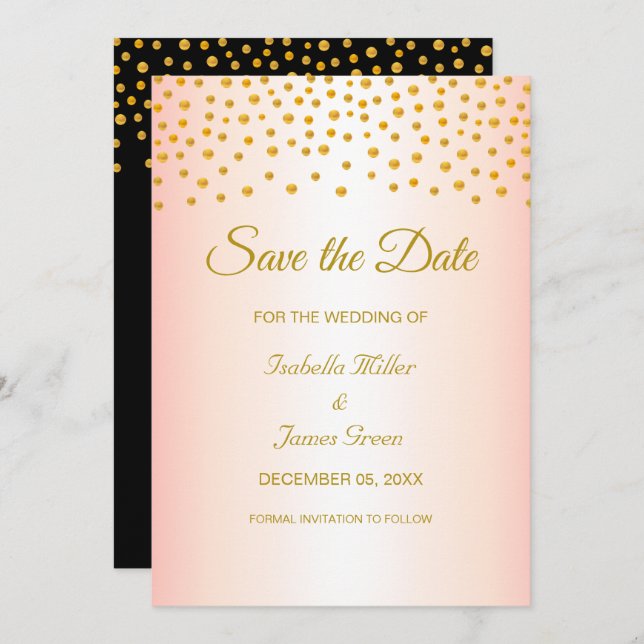 Boda Rosa de oro negro salva la invitación a la fe (Anverso / Reverso)