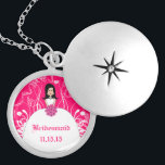 Boda rosa de pelo largo negro collar de dama de ho<br><div class="desc">Boda Keepsake Wedding Party Necklaces - para cambiar el color de fondo - haga clic en personalizar - haga clic en editar - seleccione la última herramienta en el menú desplegable y elija uno de los colores mostrados o introduzca el código rgb hex para su color de boda personalizado -...</div>