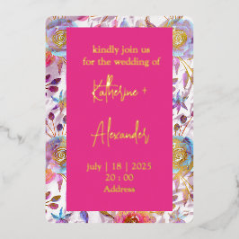 Boda rosa floral Lily Clásicos de la invitación Or