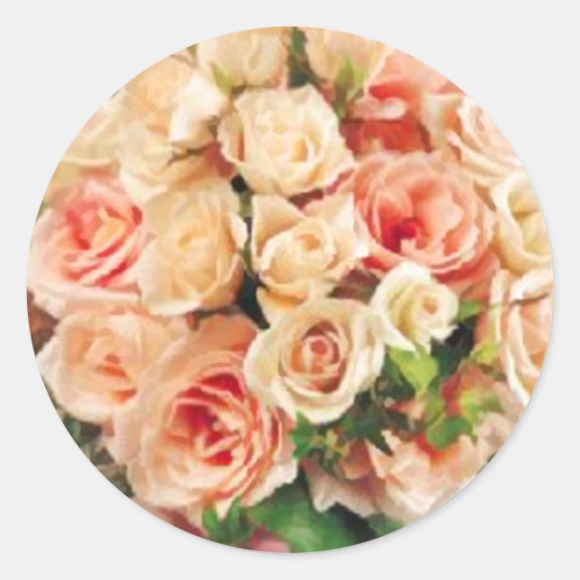 Boda Rosa Peach Bouquet Pegatinas (Anverso)